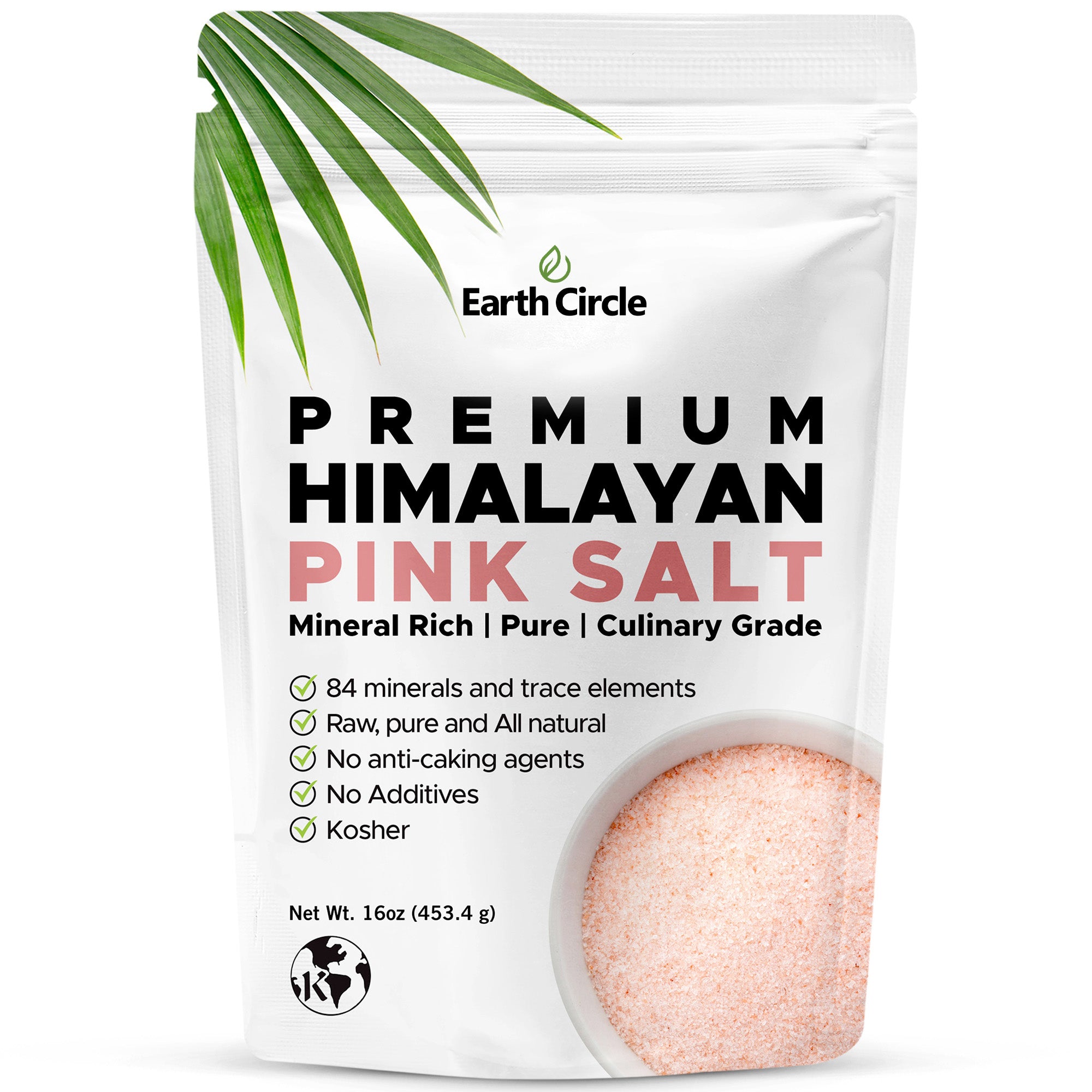 Earth Circle Organics Himalayan Pink Fine Grain Salt | Pure Culinary Grade Minerals - 1lb