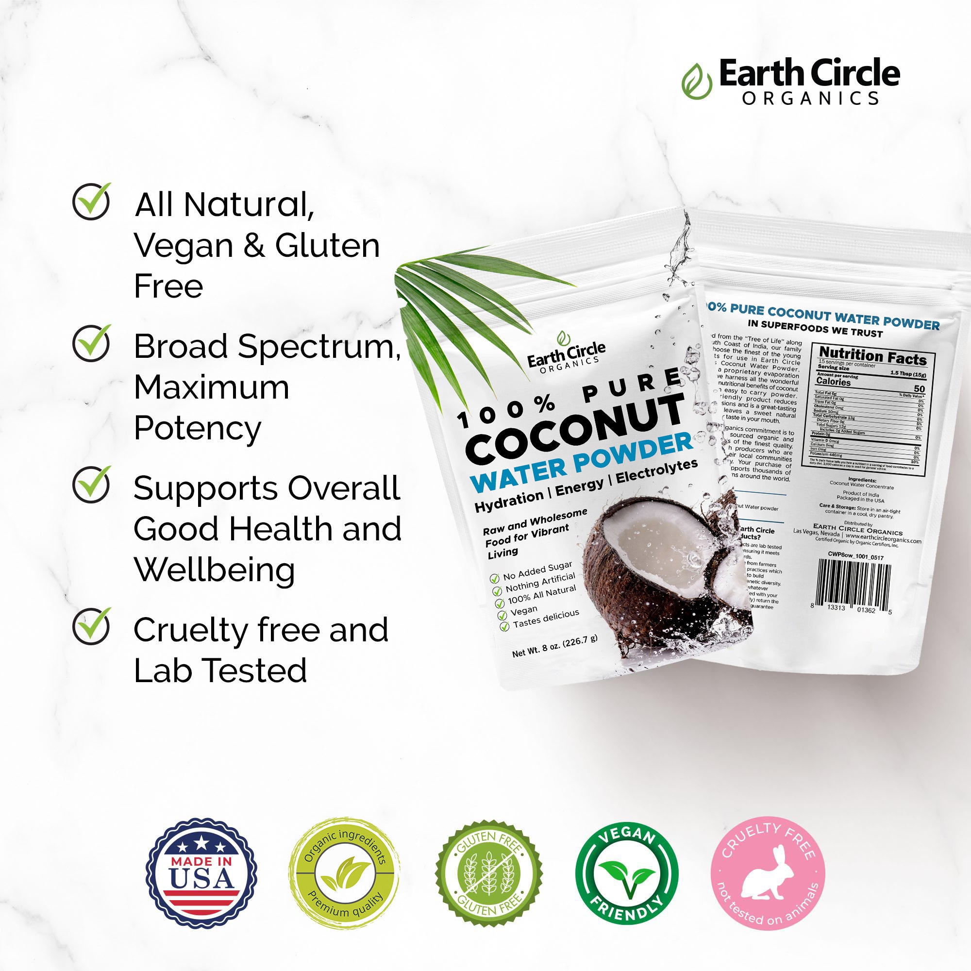 Earth Circle Organics Coconut Water Powder - 8oz