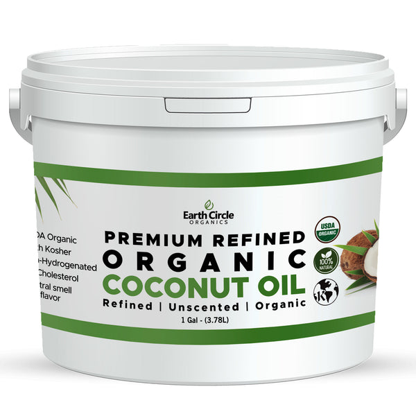 Organic Refined Coconut Oil - Superfood for Cooking, Skin, and Hair | Kosher | Earth Circle Organics