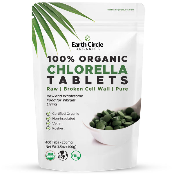 Earth Circle Organics Chlorella Tablets - Highest Chlorophyll Content Superfood from Taiwan