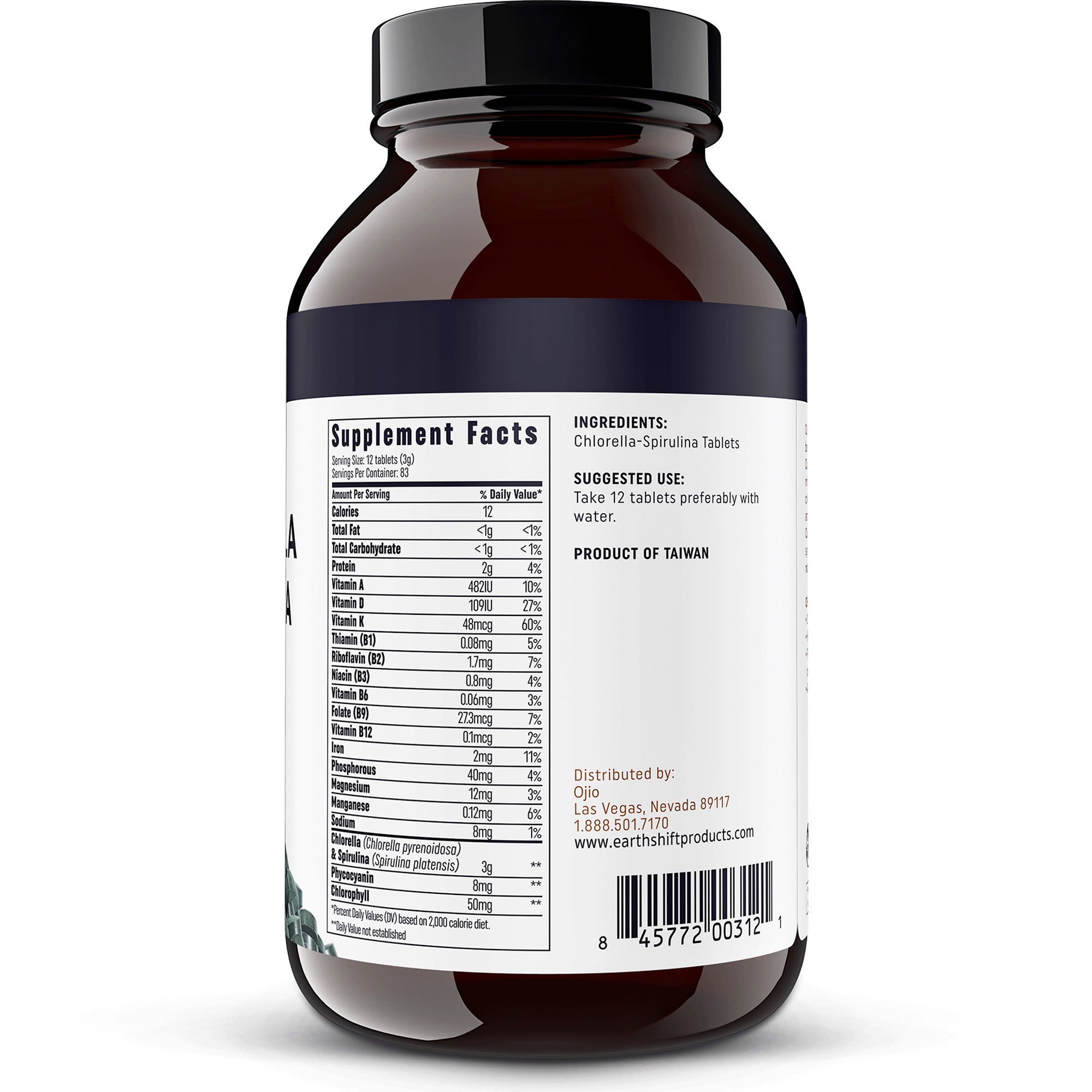 OJIO Chlorella-Spirulina Tablets - Organic Superfood Supplement