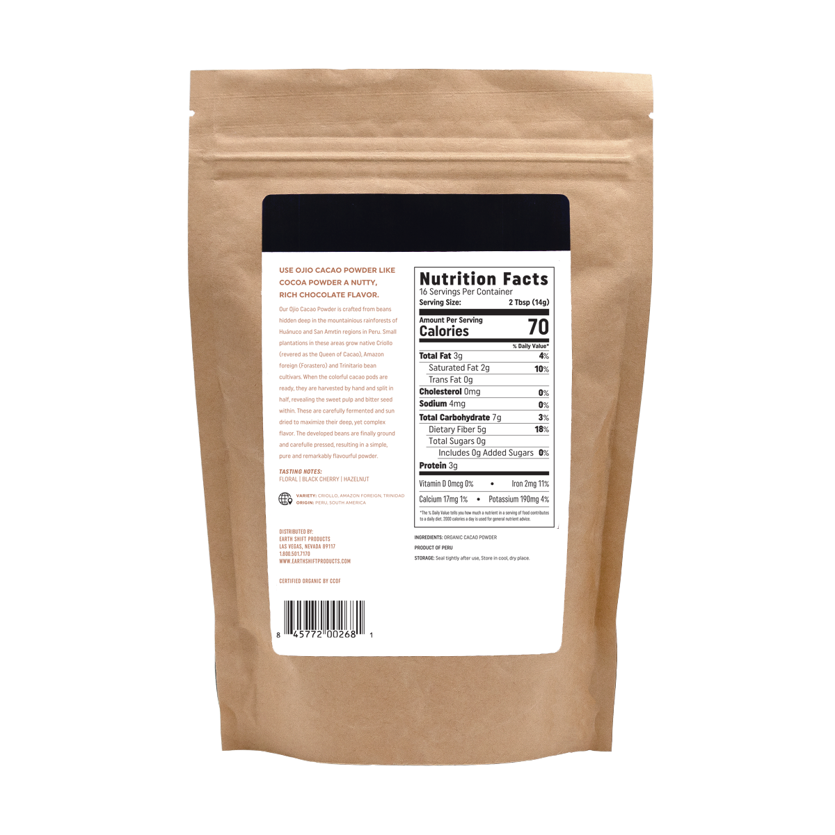 Ojio Organic Cacao Nibs from Peru - 8 oz | Superfood Supercharge your Health and Well-being