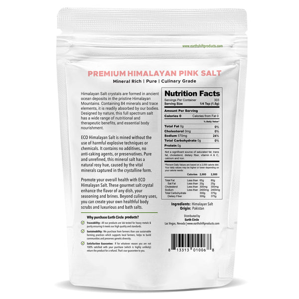 Earth Circle Organics Himalayan Pink Fine Grain Salt | Non-Iodized Sea Salt for Culinary Use - 6lb Pack