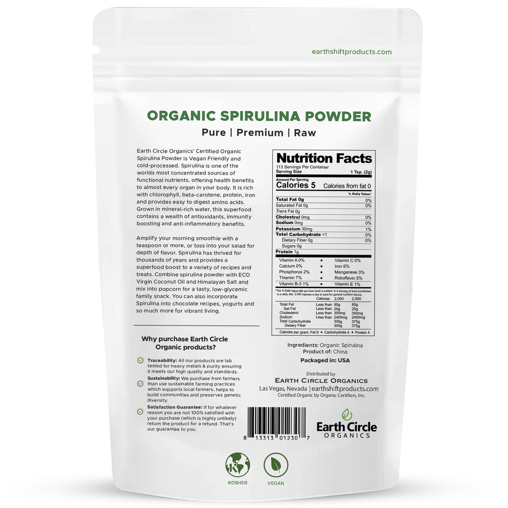 Spirulina Powder | Organic | Kosher | Non-Irradiated - 8 oz
