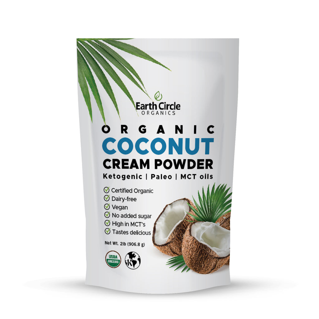 Earth Circle Organics - Organic Coconut Cream | Milk Powder, Perfect Keto Coffee Creamer - High in MCT Oil, Vegan, No Added Sugar, Gluten and Dairy Free - 2 Pound