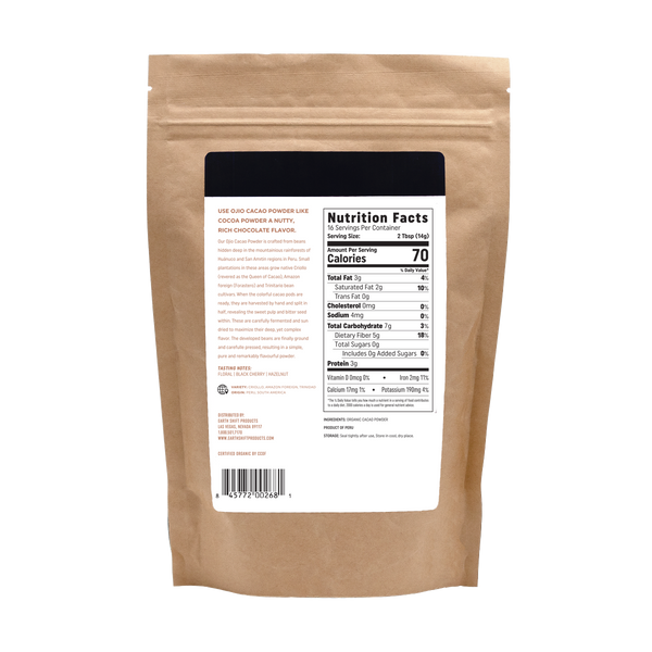 Earth Circle Organics Cacao Powder - Premium Heirloom Peru Beans